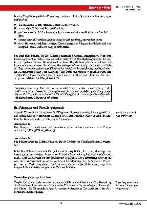 Vorschauseite 5: Zusammenfassung Beraterbrief Pflege