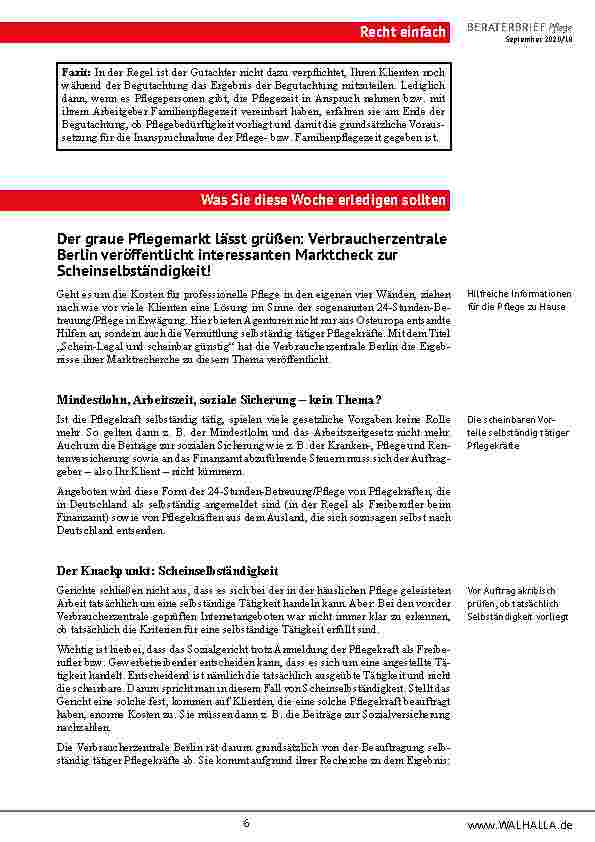 Vorschauseite 6: Zusammenfassung Beraterbrief Pflege