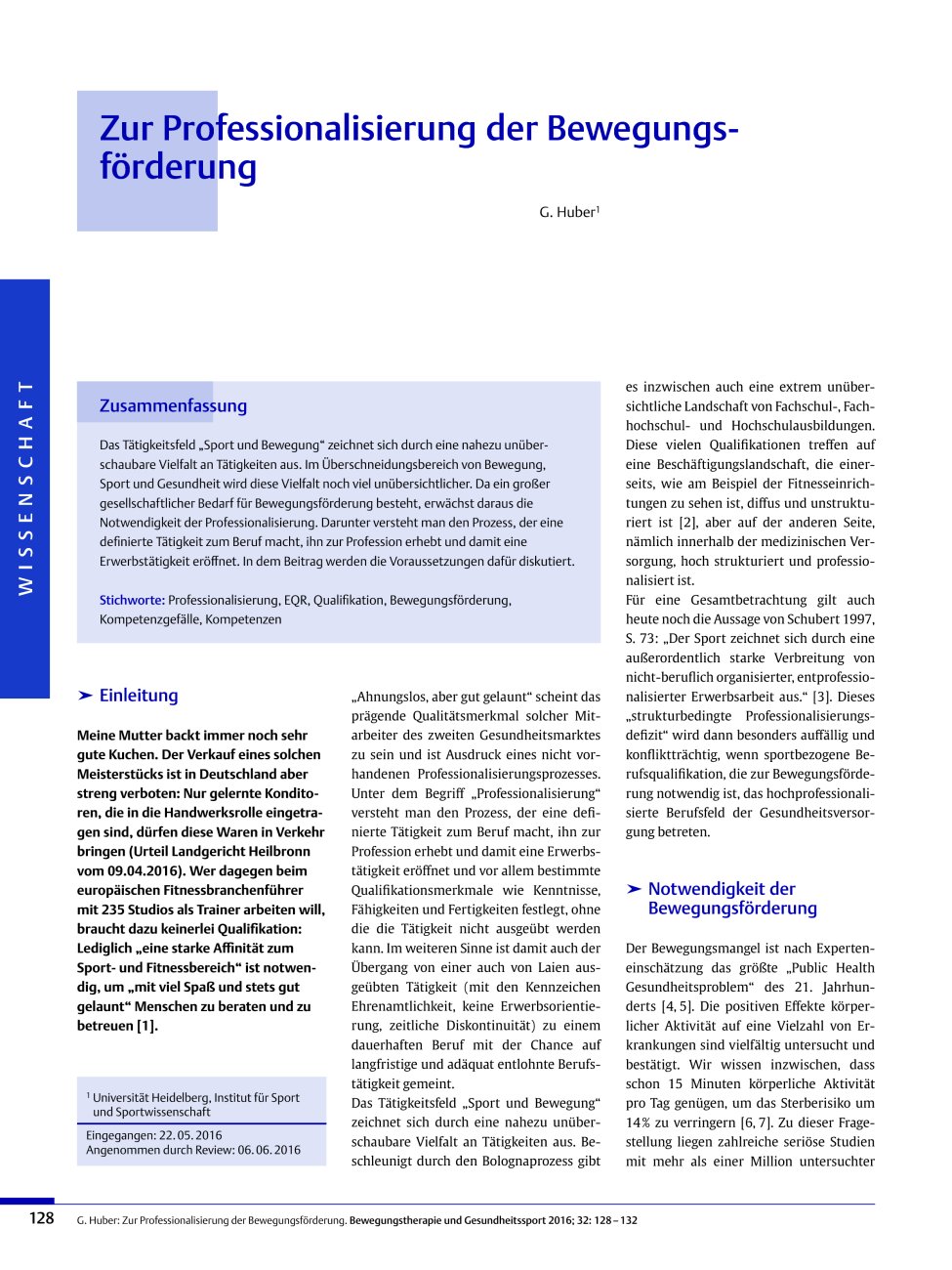 Vorschauseite 1: Zur Professionalisierung der Bewegungsförderung