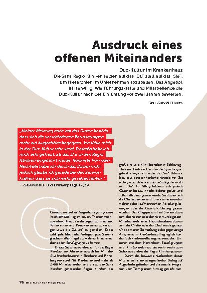 Vorschauseite 1: Ausdruck eines offenen Miteinanders