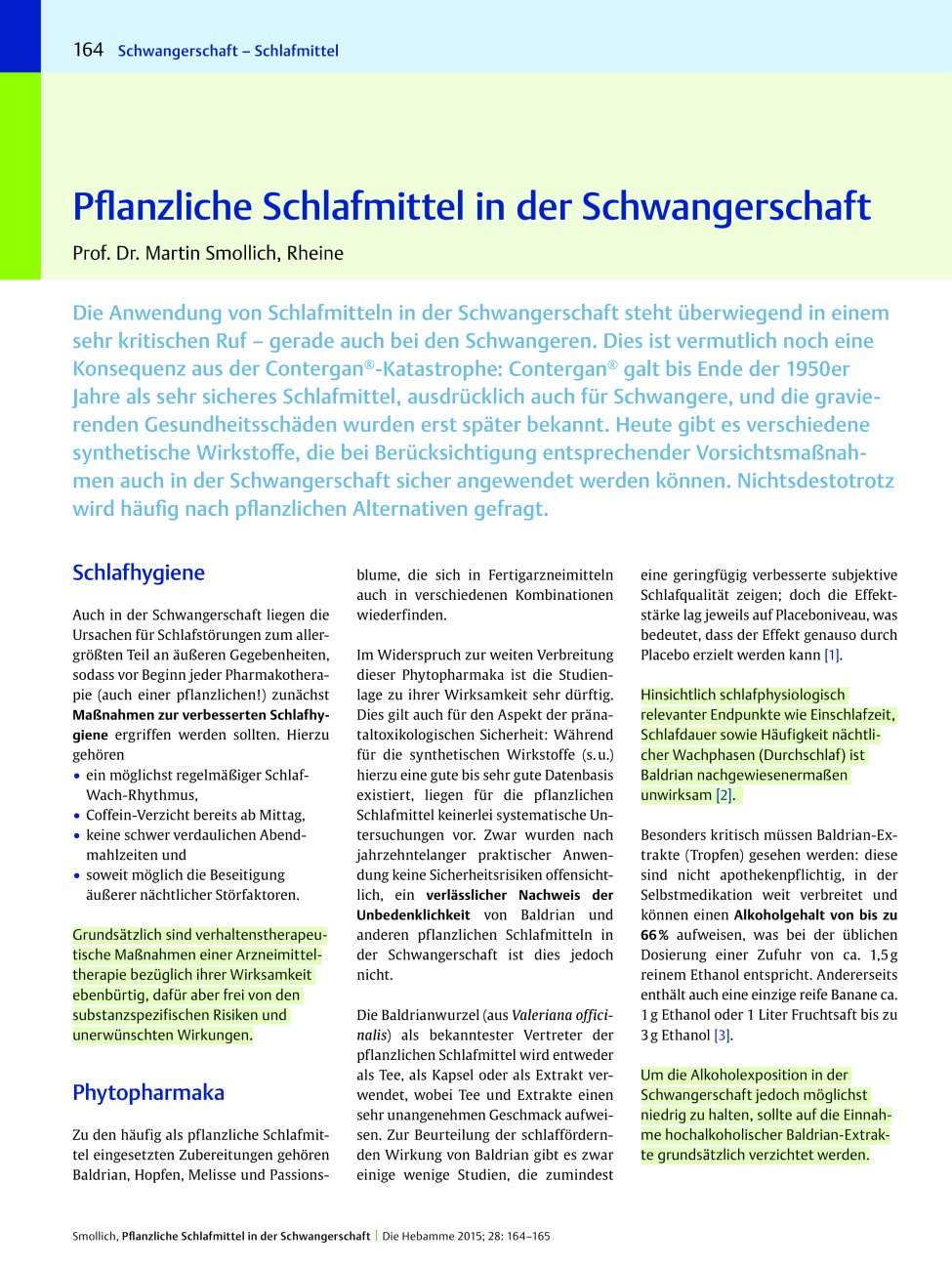 Vorschauseite 1: Pflanzliche Schlafmittel in der Schwangerschaft