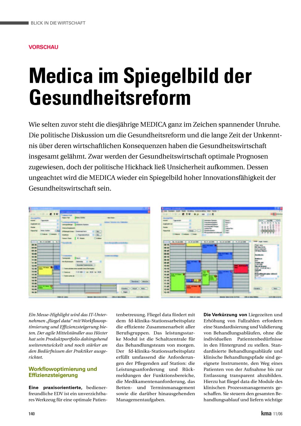 Vorschauseite 1: Medica im Spiegelbild der Gesundheitsreform