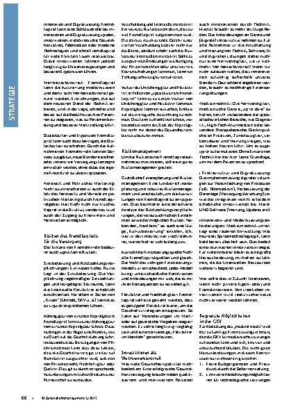 Vorschauseite 2: Fremdkapital in der Gesundheitsversorgung Chance oder Risiko?