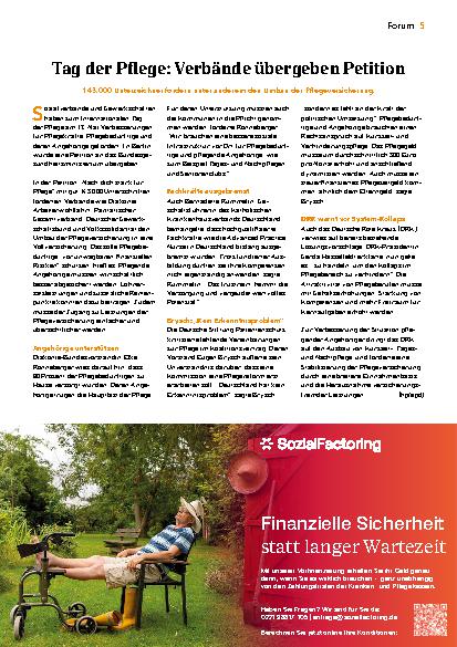 Vorschauseite 1: Tag der Pflege: Verbände übergeben Petition