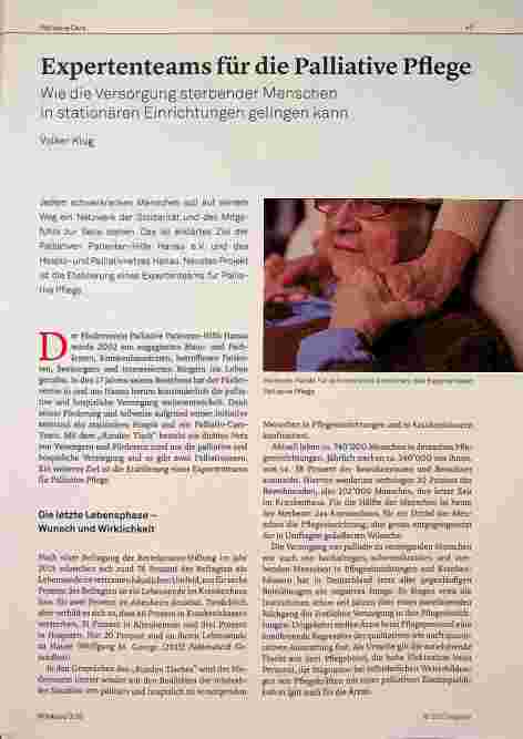 Vorschauseite 1: Expertenteams für die Palliative Pflege: Wie die Versorgung sterbender Menschen in stationären Einrichtungen gelingen kann