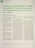 Vorschauseite 1: Zur örtlichen Zuständigkeit für Eingliederungshilfe in Form der Betreuung in einer Pflegefamilie nach § 113 Abs. 2 Nr. 4 SGB IX.