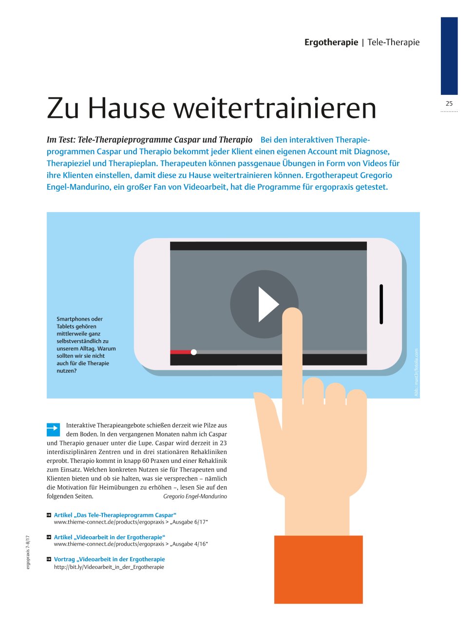 Vorschauseite 1: Im Test: Tele-Therapieprogramme Caspar und Therapio ? Zu Hause weitertrainieren