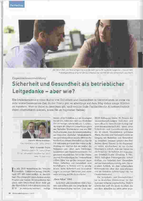 Vorschauseite 1: Organisationsentwicklung Sicherheit und Gesundheit als betrieblicher Leitgedanke - aber wie?