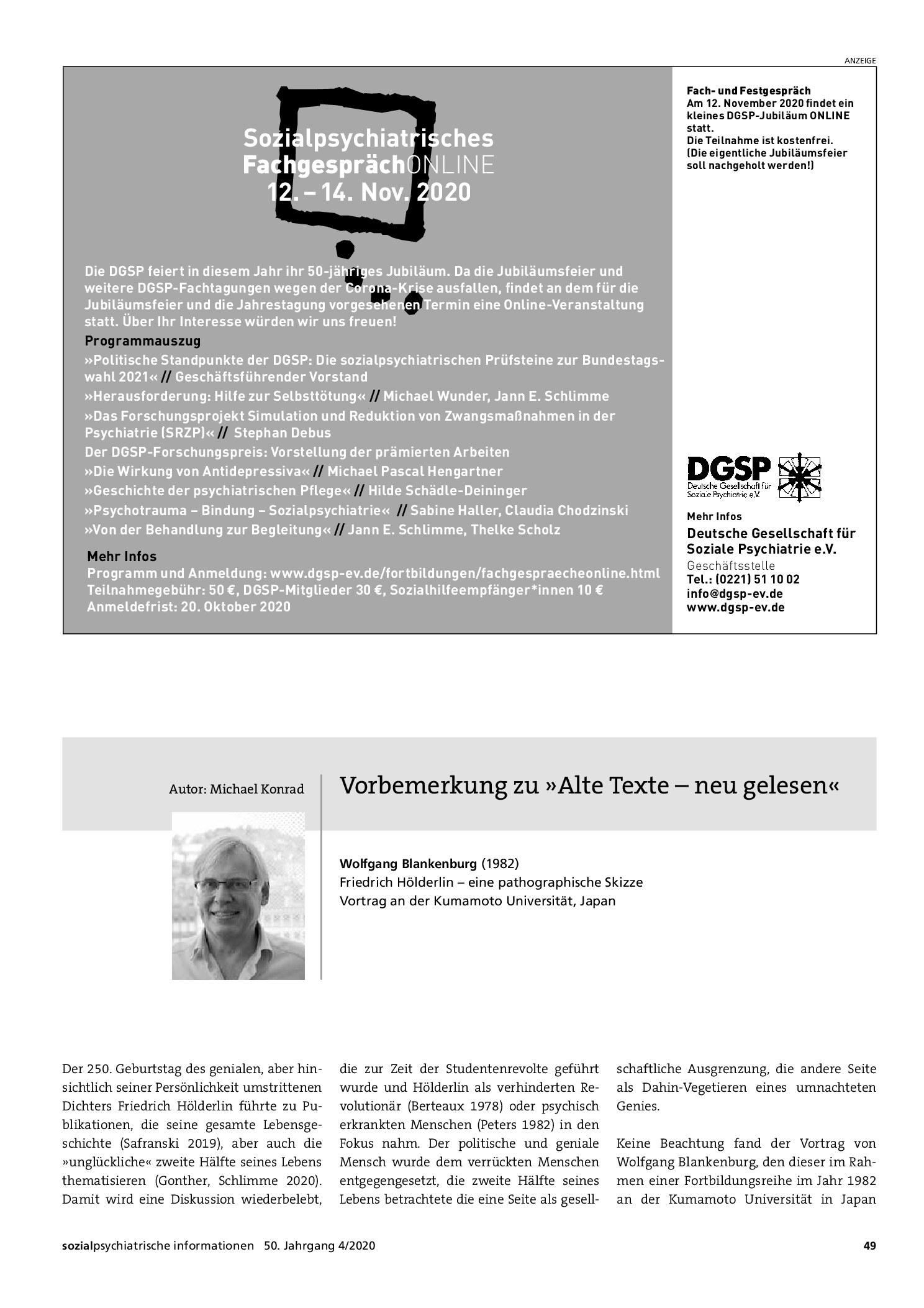 Vorschauseite 1: Vorbemerkung zu »Alte Texte – neu gelesen«