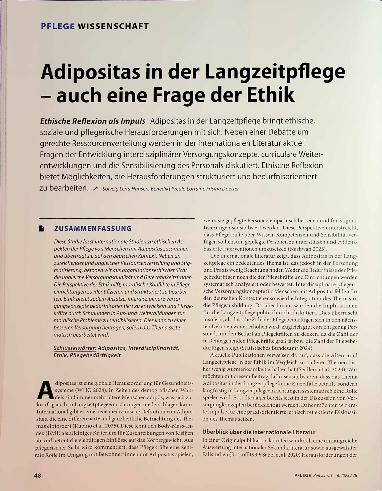 Vorschauseite 1: Adipositas in der Langzeitpflege - auch eine Frage der Ethik