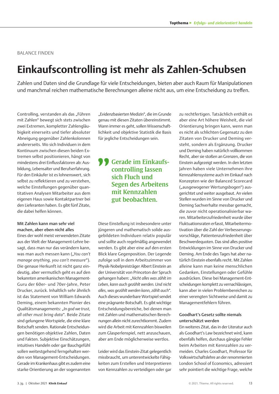 Vorschauseite 1: Balance finden: Einkaufscontrolling ist mehr als Zahlen-Schubsen
