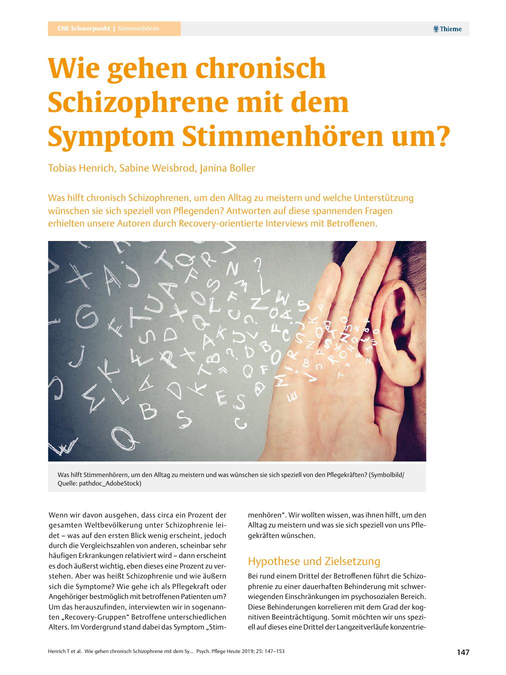 Vorschauseite 1: Wie gehen chronisch Schizophrene mit dem Symptom Stimmenhören um?