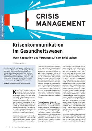 Vorschauseite 1: Krisenkommunikation im Gesundheitswesen Wenn Reputation und Vertrauen auf dem Spiel stehen