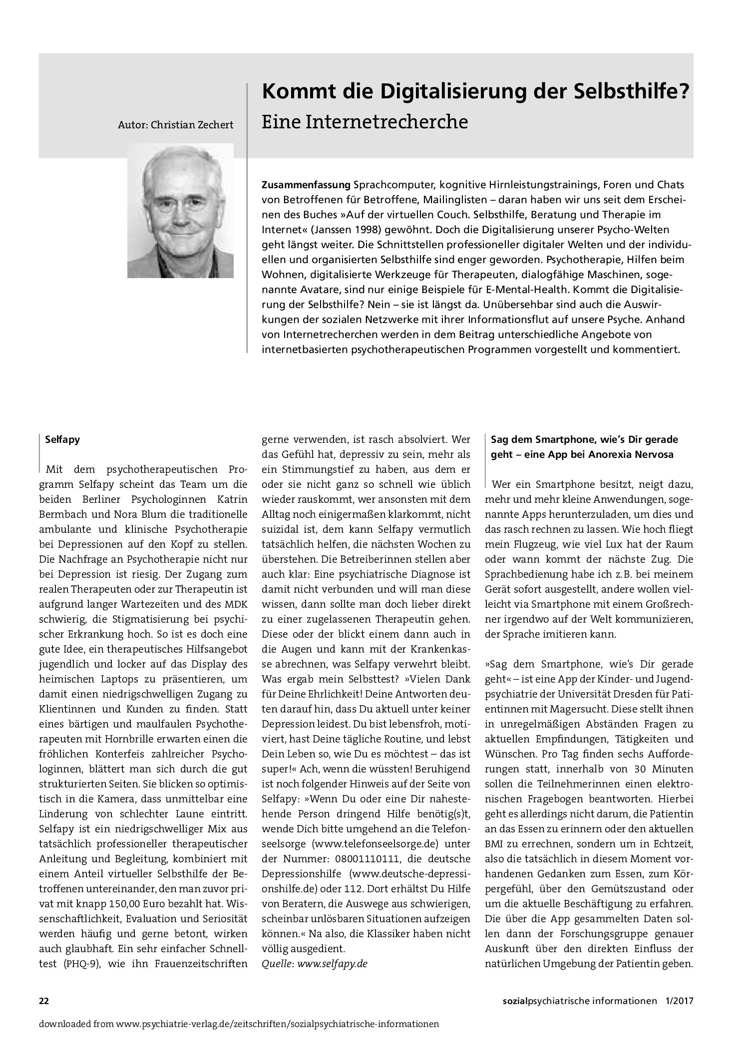 Vorschauseite 1: Kommt die Digitalisierung der Selbsthilfe?