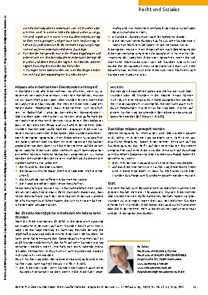 Vorschauseite 2: Besteht eine Pflicht, Überstunden oder Dienst außerhalb der regulären Arbeitszeit zu leisten?