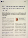 Vorschauseite 1: Ersatzfreiheitsstrafen nach § 43 StGB - Impulse zur Neujustierung durch Corona?
