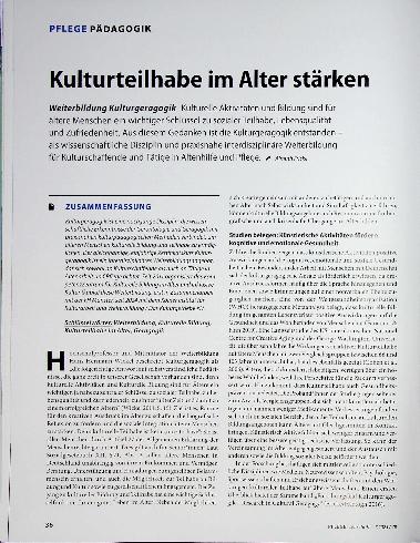 Vorschauseite 1: Kulturteilhabe im Alter stärken