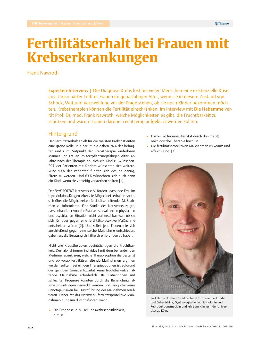 Vorschauseite 1: Fertilitätserhalt bei Frauen mit Krebserkrankungen