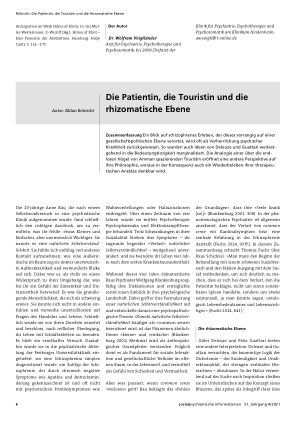 Vorschauseite 1: Die Patientin, die Touristin und die rhizomatische Ebene