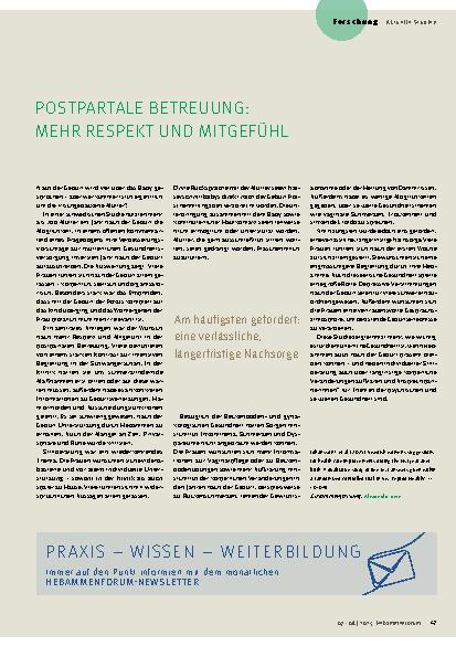 Vorschauseite 1: Postpartale Betreuung: mehr Respekt und Mitgefühl