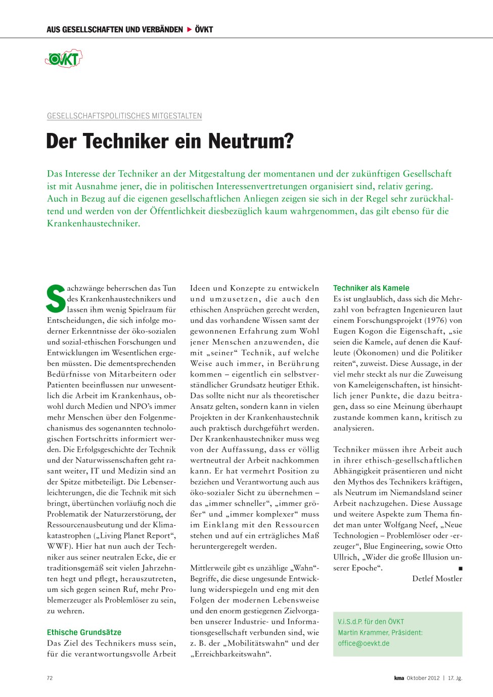 Vorschauseite 1: Der Techniker ein Neutrum?