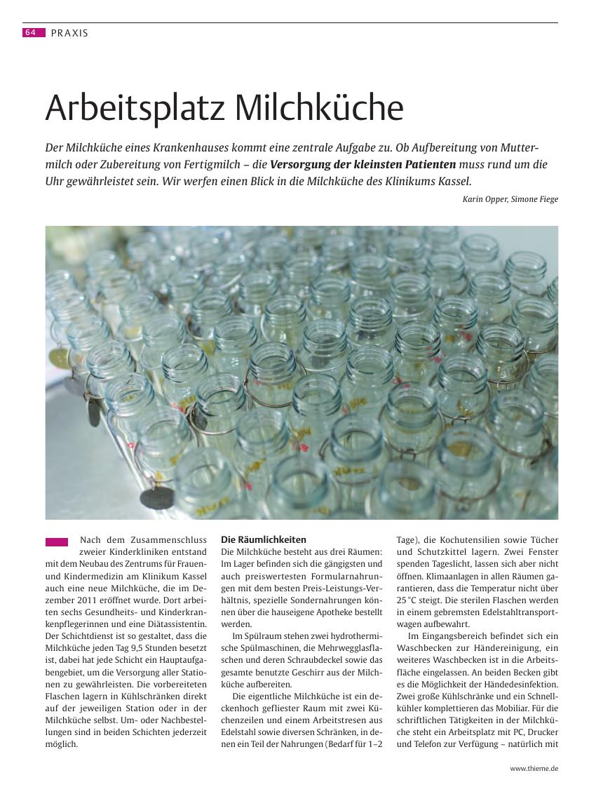 Vorschauseite 1: Arbeitsplatz Milchküche