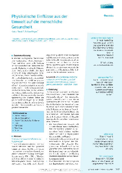 Vorschauseite 1: Physikalische Einflüsse aus der Umwelt auf die menschliche Gesundheit