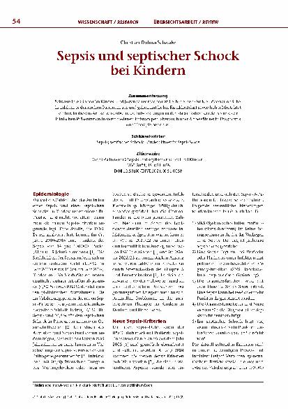 Vorschauseite 1: Sepsis und septischer Schock bei Kindern