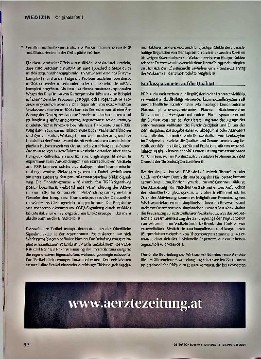 Vorschauseite 3: Blutderivate bei Arthrose