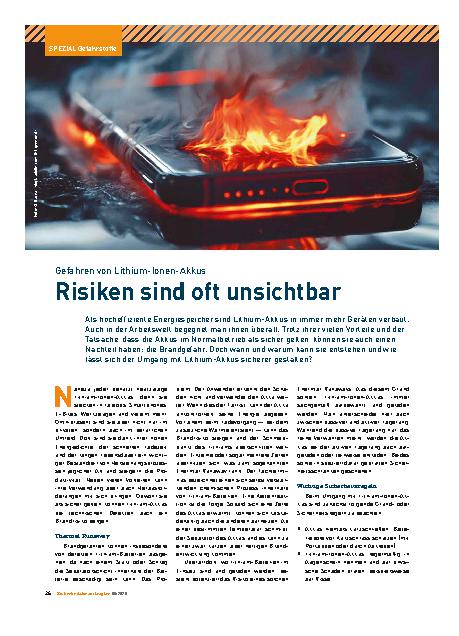 Vorschauseite 1: Gefahren von Lithium-Ionen-Akkus Risiken sind oft unsichtbar