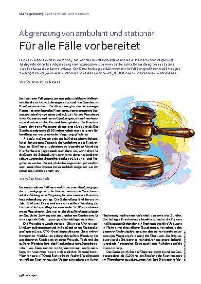 Vorschauseite 1: Abgrenzung von ambulant und stationär. Für alle Fälle vorbereitet.