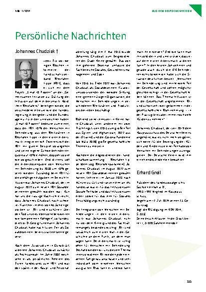Vorschauseite 1: Persönliche Nachricht von Johannes Chudziak †