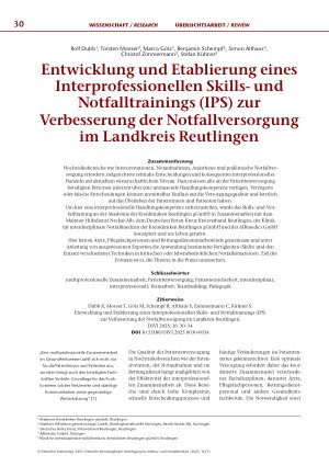 Vorschauseite 1: Entwicklung und Etablierung eines Interprofessionellen Skillsund Notfalltrainings (IPS) zur Verbesserung der Notfallversorgung im Landkreis Reutlingen