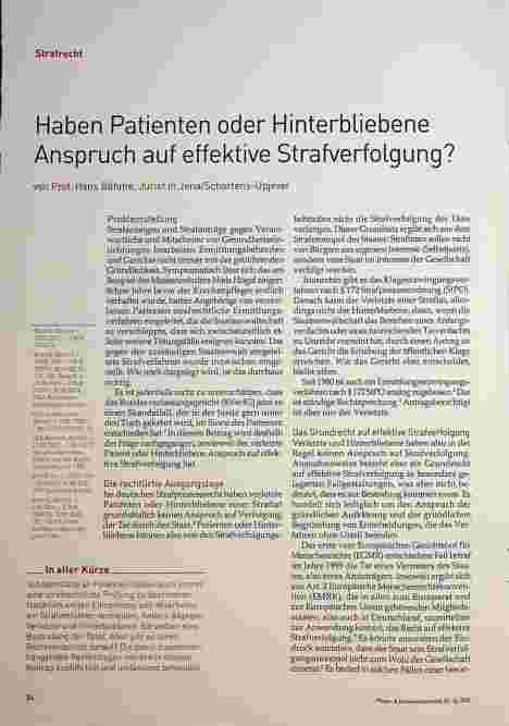 Vorschauseite 1: Haben Patienten oder Hinterbliebene Anspruch auf effektive Strafverfolgung?