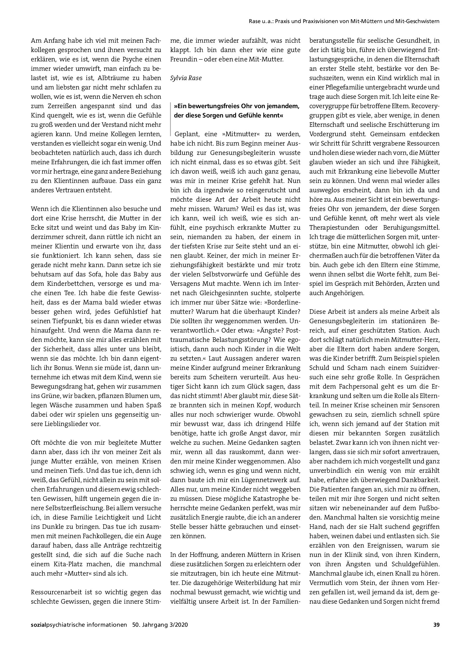 Vorschauseite 2: Praxis und Praxisvisionen von Mit-Müttern und Mit-Geschwistern