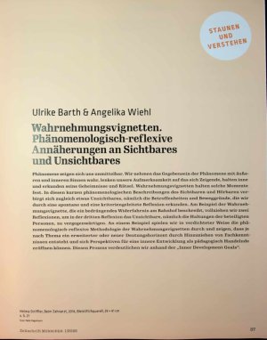 Vorschauseite 2: Wahrnehmungsvignetten. Phänomenologisch-reflexive Annäherungen an Sichtbares und Unsichtbares