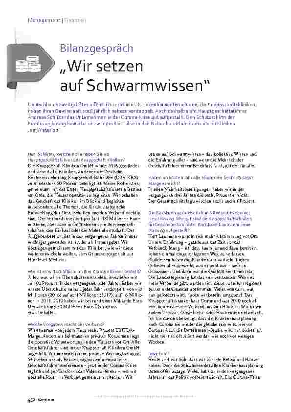 Vorschauseite 1: Bilanzgespräch „Wir setzen auf Schwarmwissen“