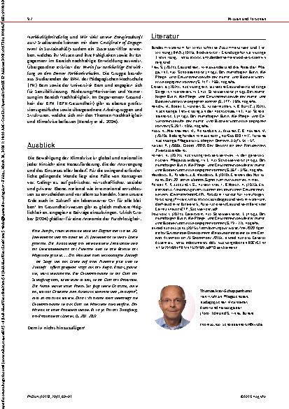 Vorschauseite 4: Klimaund Biodiversitätskrise als Unterrichtsgegenstand Potenziale im Gesundheitswesen