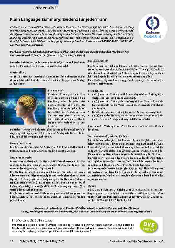 Vorschauseite 1: Plain Language Summary: Evidenz für jedermann