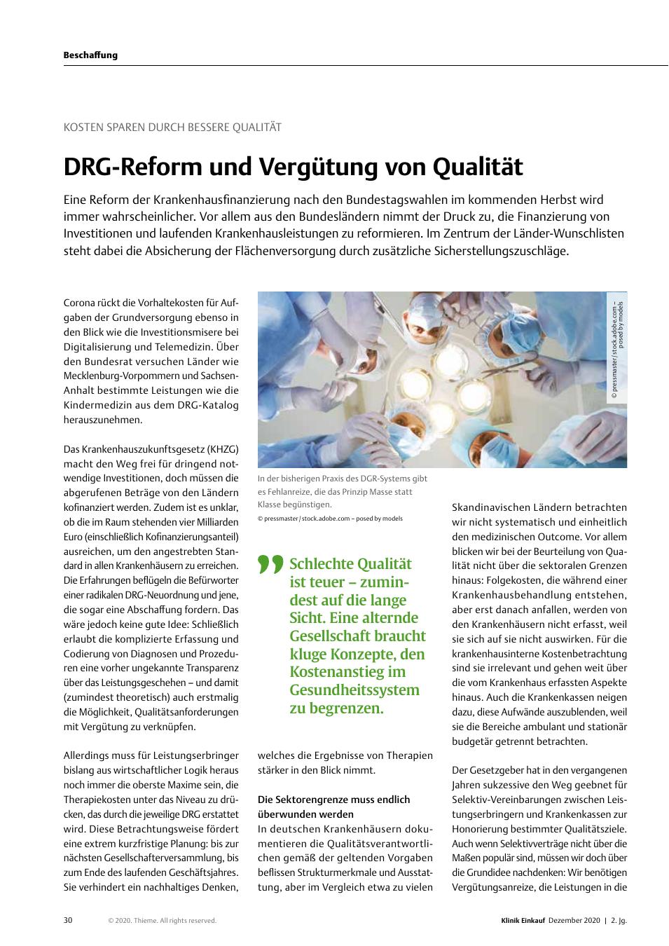 Vorschauseite 1: Kosten sparen durch bessere Qualität: DRG-Reform und Vergütung von Qualität