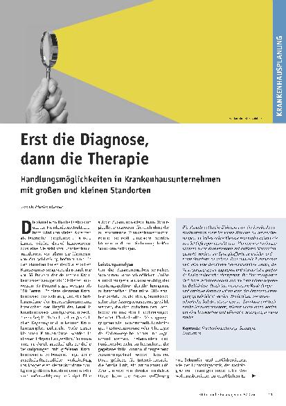 Vorschauseite 1: Erst die Diagnose, dann die Therapie: Handlungsmöglichkeiten in Krankenhausunternehmen mit großen und kleinen Standorten.