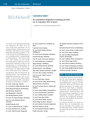 Vorschauseite 1: BD Aktuell NIEDERSCHRIFT der ordentlichen Mitgliederversammlung des BDA am 19. September 2025 in Kassel