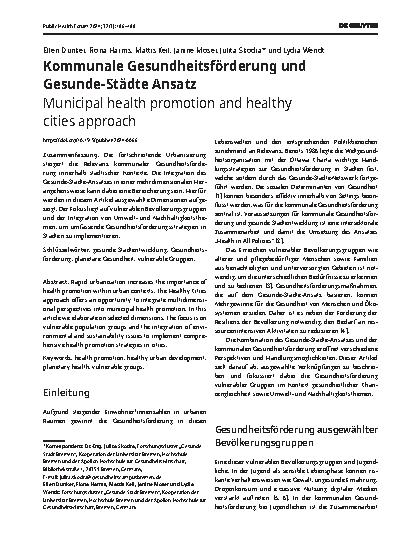 Vorschauseite 1: Kommunale Gesundheitsförderung und Gesunde-Städte-Ansatz