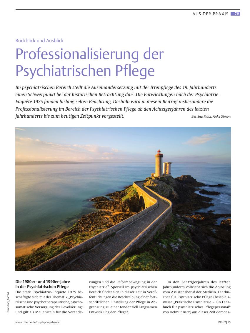 Vorschauseite 1: Professionalisierung der Psychiatrischen Pflege