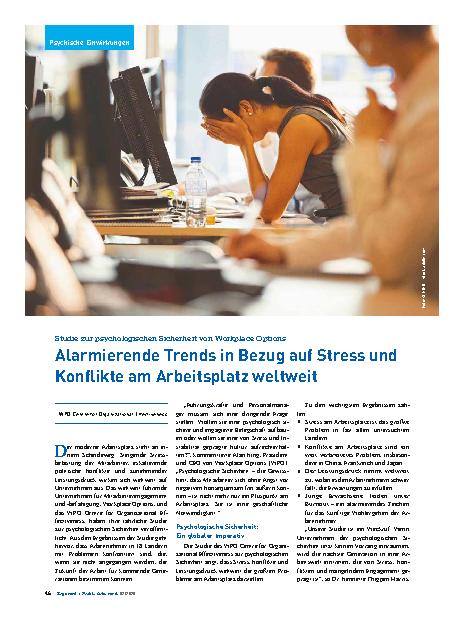 Vorschauseite 1: Alarmierende Trends in Bezug auf Stress und Konflikte am Arbeitsplatz weltweit