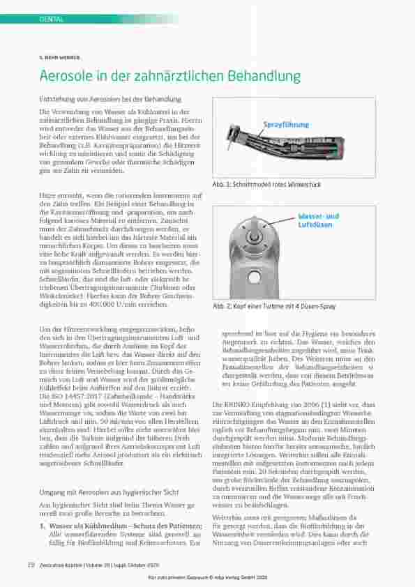 Vorschauseite 1: Aerosole in der zahnärztlichen Behandlung