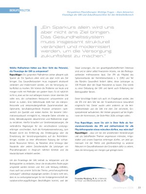 Vorschauseite 3: Perspektiven Physiotherapie: Wichtige Fragen – klare Antworten. Finanzlage der GKV und Zukunftsaussichten für den Heilmittelbereich