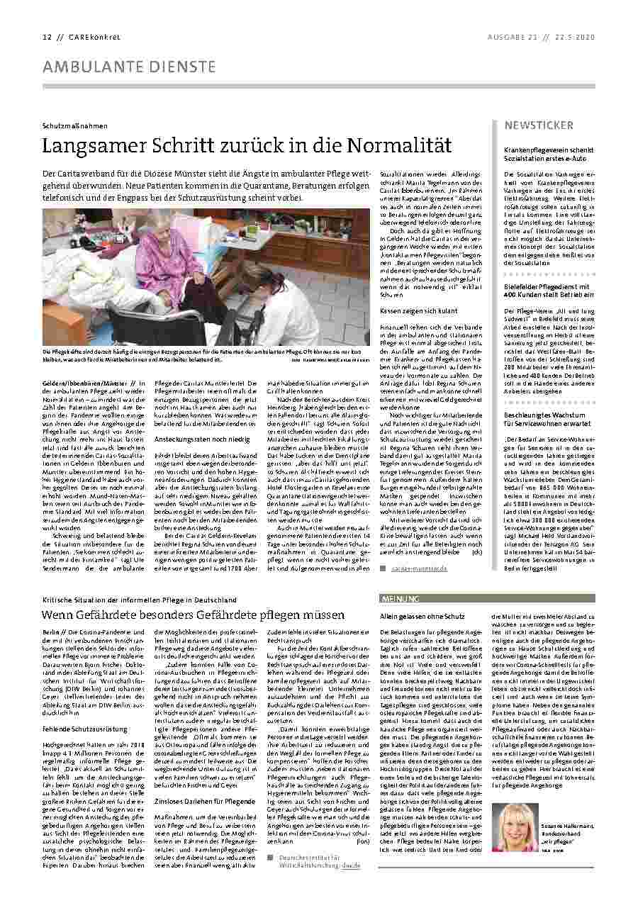 Vorschauseite 1: Langsamer Schritt zurück in die Normalität