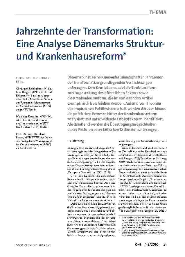 Vorschauseite 1: Jahrzehnte der Transformation: Eine Analyse Dänemarks Strukturund Krankenhausreform.