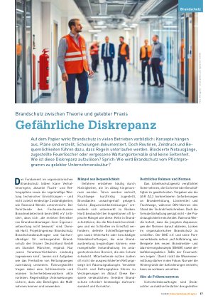 Vorschauseite 1: Brandschutz zwischen Theorie und gelebter Praxis Gefährliche Diskrepanz